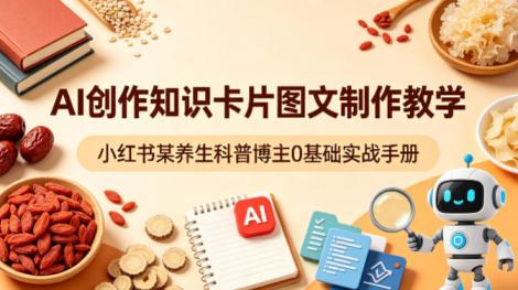 AI创作知识卡片图文制作教学，小红书某养生科普博主0基础实战手册