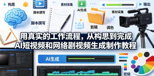 用真实的工作流程,从构思到完成AI短视频和网络剧视频生成制作教程-中英字幕