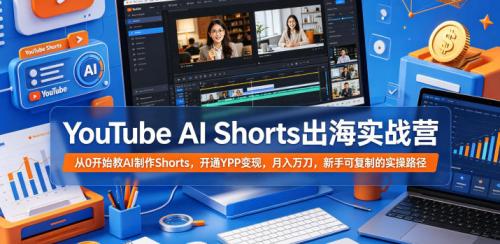 ******* AI Shorts出海实战营,从0开始教AI制作Shorts,开通YPP变现,月入万刀,新手可**的实操路径